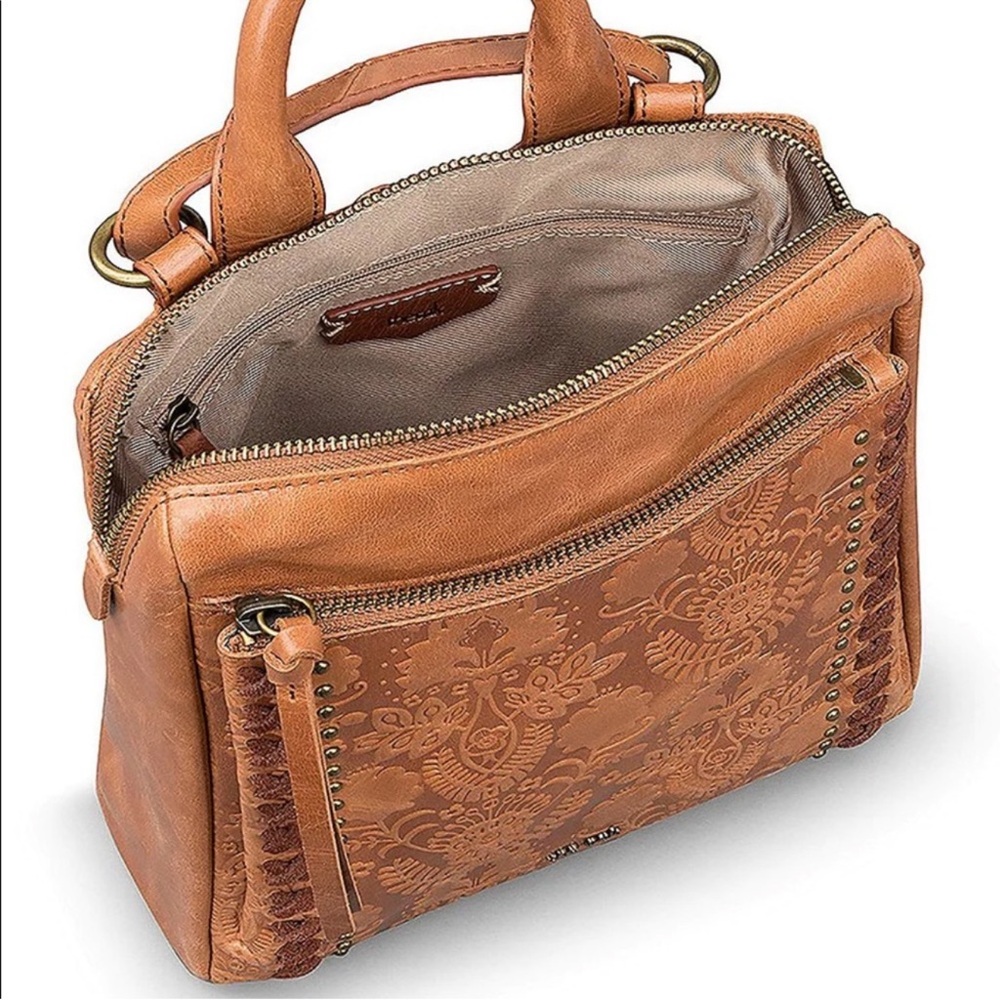 The Sak Tan Embossed Leather Convertible Crossbody Bag Backpack - Picture 2 of 8